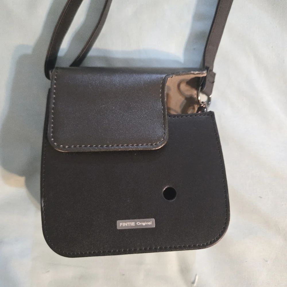 Black Camera Crossbody Bag with Graphic Design